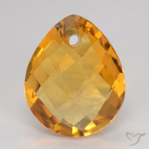 3.67ct 天然 濃いオレンジゴールド シトリン, 洋梨の形, VVS-VS