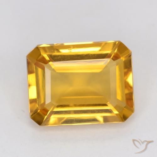 1.44ct 天然 ゴールドオレンジ シトリン, エメラルドカット, VVS-VS