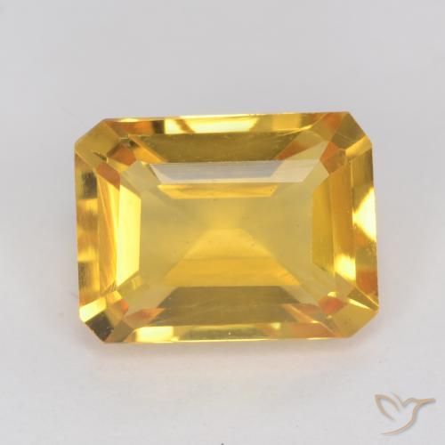 1.45ct 天然 ゴールド シトリン, エメラルドカット, VVS-VS