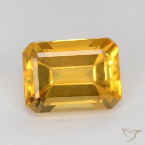 1.37ct 天然 オレンジゴールド シトリン, エメラルドカット, VVS-VS