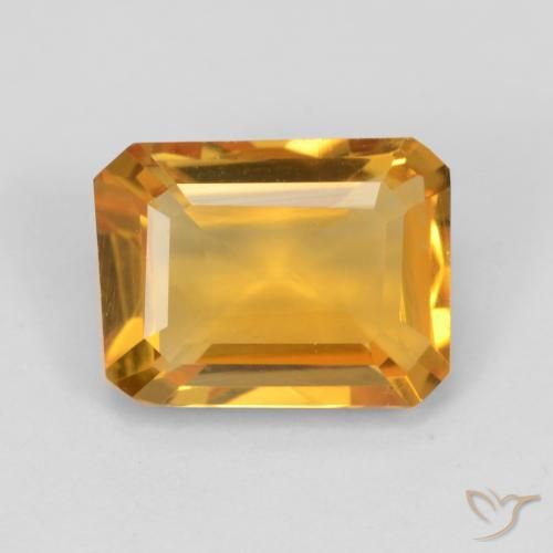 1.37ct 天然 ミディアムオレンジ シトリン, エメラルドカット, VVS-VS