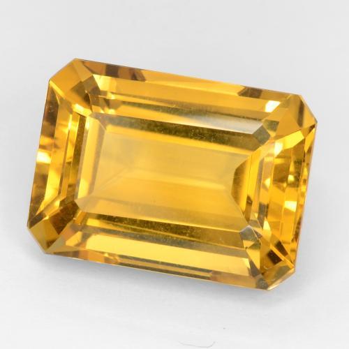 16.12カラットの天然濃いゴールデンオレンジシトリン（18×13 mm・エメラルドカット）