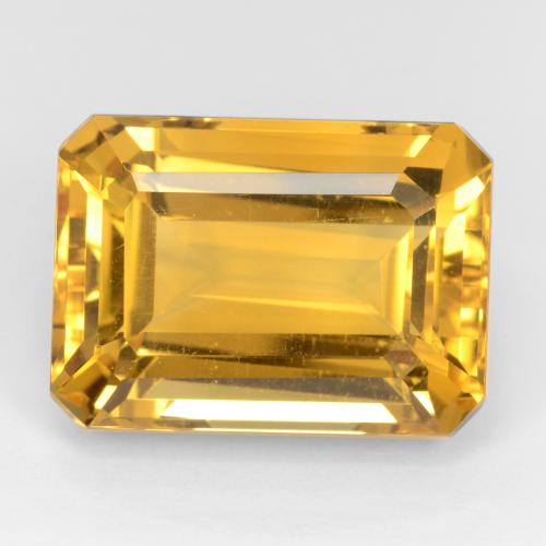 17.53カラットの天然濃いゴールデンオレンジシトリン（18×13.1 mm・エメラルドカット）