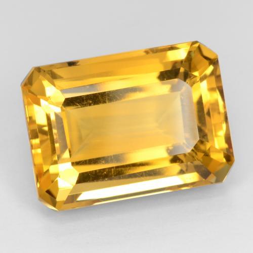17.53カラットの天然濃いゴールデンオレンジシトリン（18×13.1 mm・エメラルドカット）