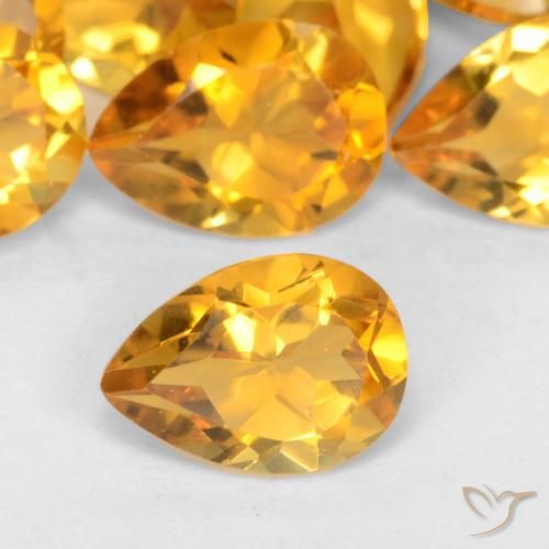 0.65ct 天然 オレンジゴールド シトリン, 洋梨の形, VS