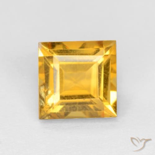 1.67ct 天然 ミディアムゴールデン シトリン, 四角形, VS