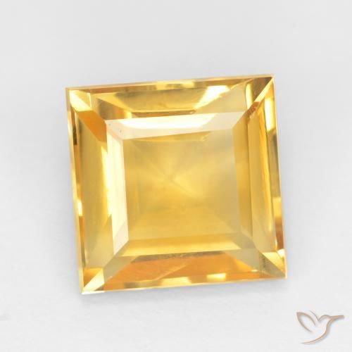 3.19ct 天然 ミディアムゴールド シトリン, 四角形, VS