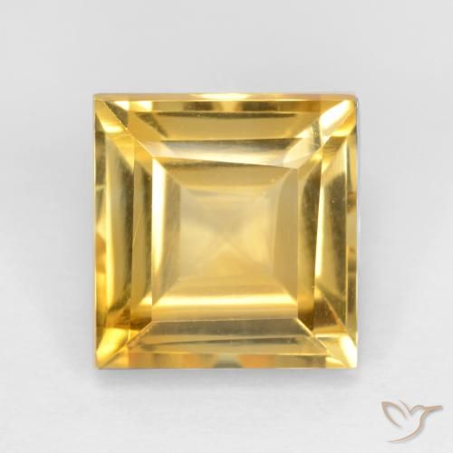 3.76ct 天然 ミディアムゴールデン シトリン, 四角形, VS