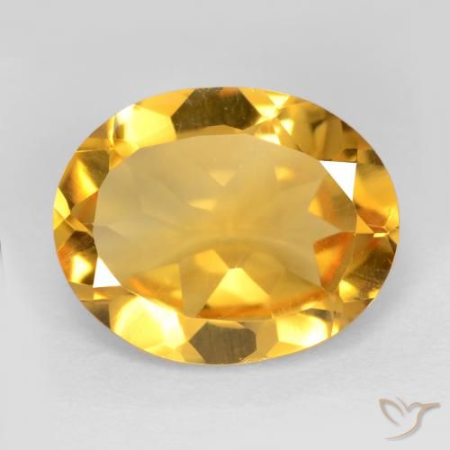 2.96ct 天然 濃いゴールデンオレンジ シトリン, 楕円形, VS