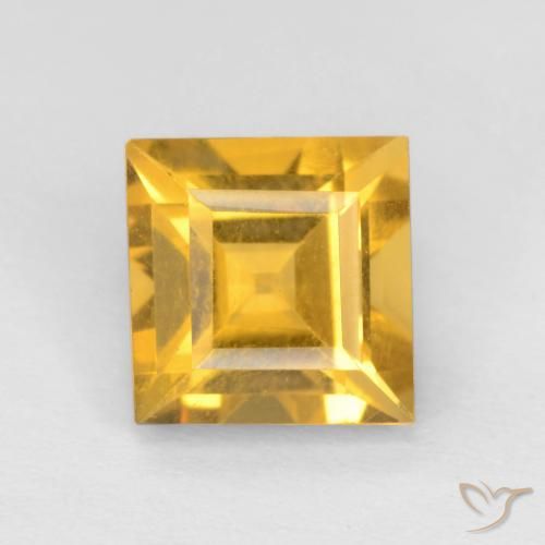 1.60ct 天然 ミディアムゴールド シトリン, 四角形, VVS-VS