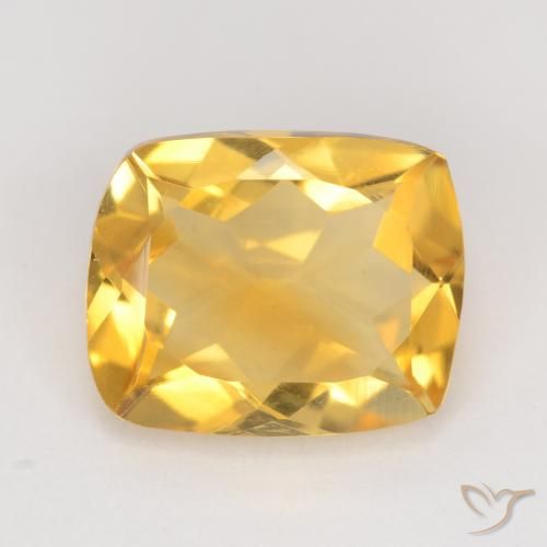 3.30ct 天然 ミディアムゴールド シトリン, クッション, VS