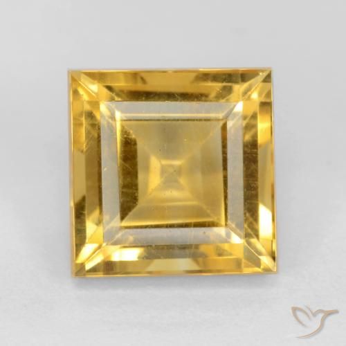 3.23ct 天然 ミディアムゴールド シトリン, 四角形, VS