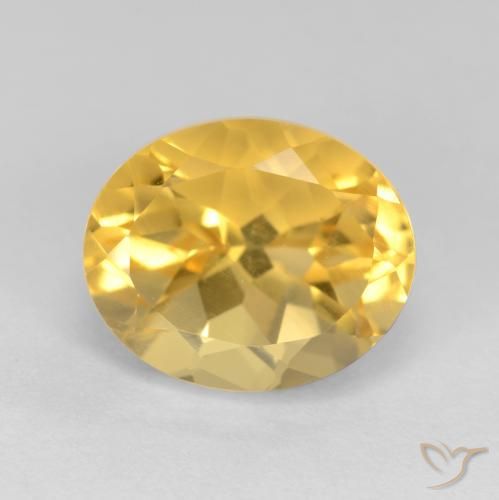 4.09ct 天然 ミディアムゴールデン シトリン, 楕円形, VS