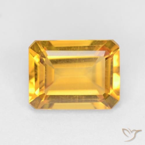 1.54ct 天然 ミディアムゴールド シトリン, エメラルドカット, VVS-VS