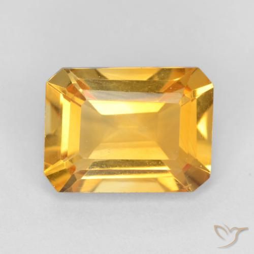 1.34ct 天然 ゴールドオレンジ シトリン, エメラルドカット, VVS-VS