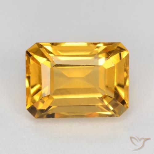 1.67ct 天然 濃いゴールデンオレンジ シトリン, エメラルドカット, VS