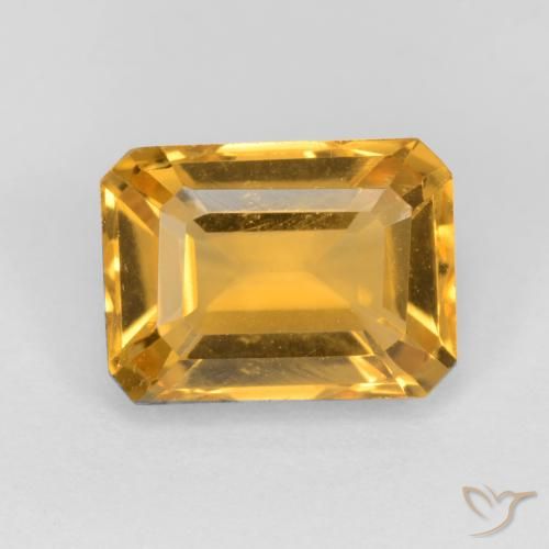 1.58ct 天然 濃いゴールデンオレンジ シトリン, エメラルドカット, VVS-VS
