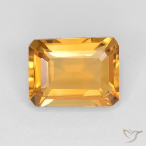 1.43ct 天然 ダークゴールデン シトリン, エメラルドカット, VVS-VS