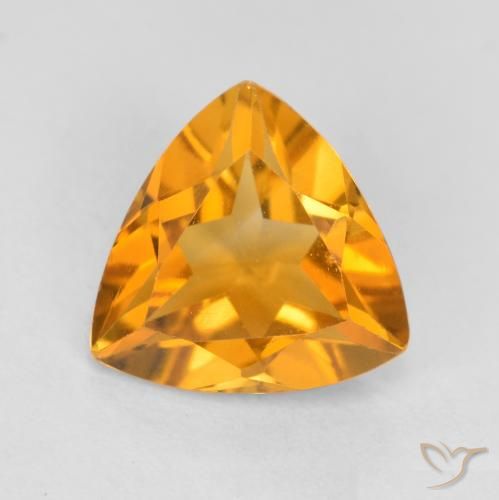 0.93ct 天然 濃いオレンジゴールド シトリン, トリリオン, VS