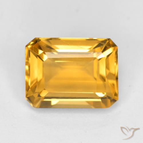 1.73ct 天然 ミディアムゴールデン シトリン, エメラルドカット, VS