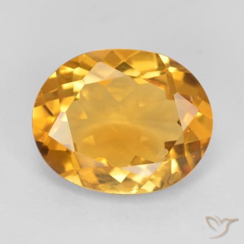 3.17ct 天然 濃いゴールデンオレンジ シトリン, 楕円形, VS
