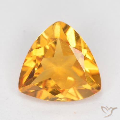 1.02ct 天然 ミディアムゴールデン シトリン, トリリオン, VS