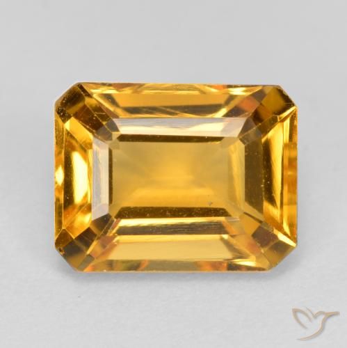 1.66ct 天然 ミディアムオレンジゴールド シトリン, エメラルドカット, VS