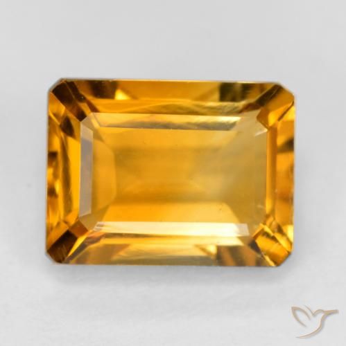 1.67ct 天然 オレンジゴールド シトリン, エメラルドカット, VS