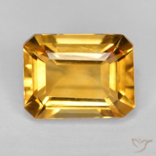 1.55ct 天然 ミディアムオレンジゴールド シトリン, エメラルドカット, VS