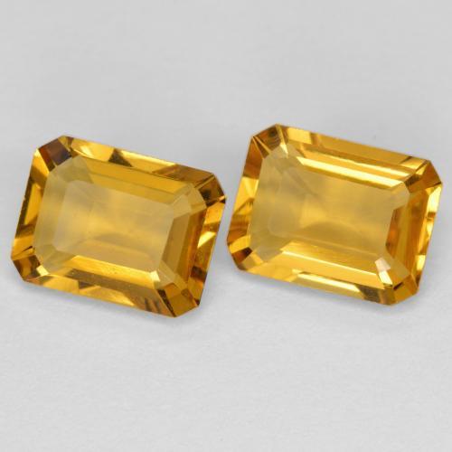 2.70カラットの天然濃いゴールデンオレンジシトリン（8.1×6.1 mm・エメラルドカット）