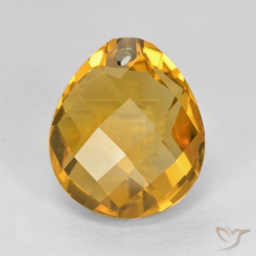 4.06ct 天然 濃いゴールデンオレンジ シトリン, 洋梨の形, VVS-VS