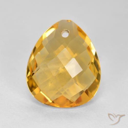 3.37ct 天然 濃いゴールデンオレンジ シトリン, 洋梨の形, VVS-VS