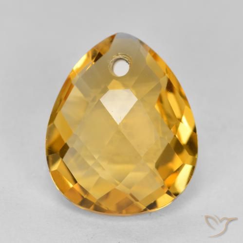 3.37ct 天然 濃いゴールデンオレンジ シトリン, 洋梨の形, VVS-VS
