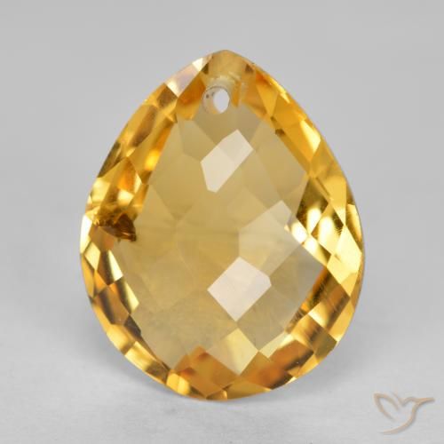 3.30ct 天然 濃いゴールデンオレンジ シトリン, 洋梨の形, VS-SI