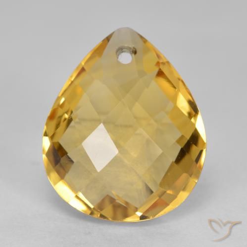 3.44ct 天然 ミディアムダークゴールデン シトリン, 洋梨の形, VVS-VS