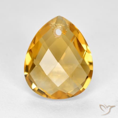3.73ct 天然 ミディアムダークゴールデン シトリン, 洋梨の形, VVS-VS