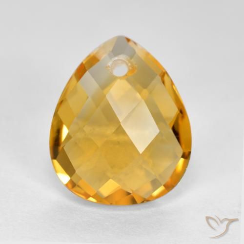 3.53ct 天然 濃いゴールデンオレンジ シトリン, 洋梨の形, VVS-VS