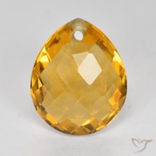 3.37ct 天然 ダークゴールデン シトリン, 洋梨の形, VVS-VS