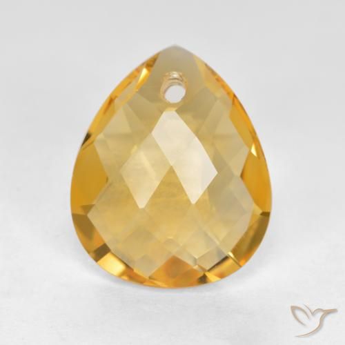 3.17ct 天然 ミディアムダークゴールデン シトリン, 洋梨の形, VVS-VS