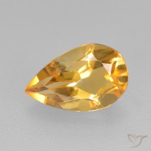 0.77ct 天然 ミディアムダークゴールデン シトリン, 洋梨の形, VS