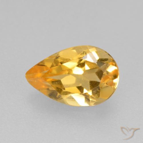 0.77ct 天然 ミディアムダークゴールデン シトリン, 洋梨の形, VS