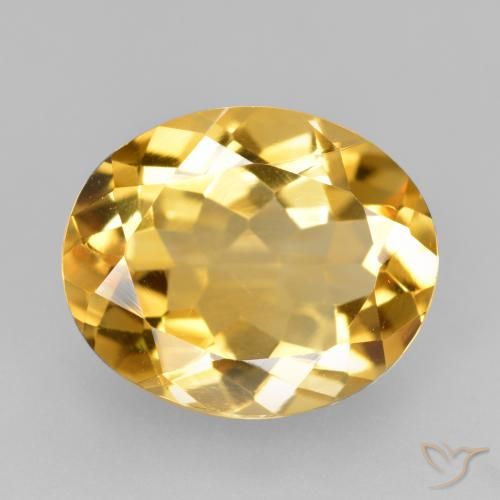 4.10ct 天然 ミディアムダークゴールデン シトリン, 楕円形, VVS