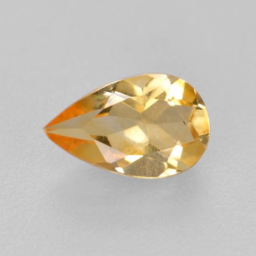 0.70カラットの天然薄いオレンジゴールドシトリン（8×5.1 mm・洋梨の形）