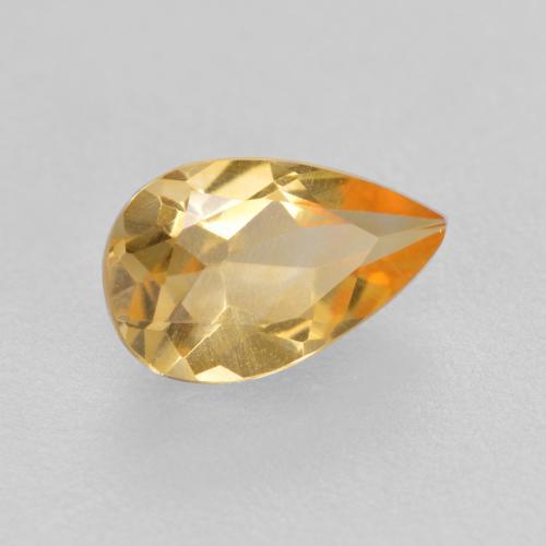 0.70カラットの天然薄いオレンジゴールドシトリン（8×5.1 mm・洋梨の形）