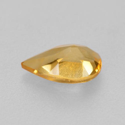 0.70カラットの天然薄いオレンジゴールドシトリン（8×5.1 mm・洋梨の形）