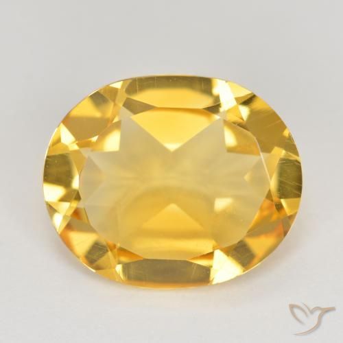 3.44ct 天然 ミディアムゴールド シトリン, 楕円形, VS
