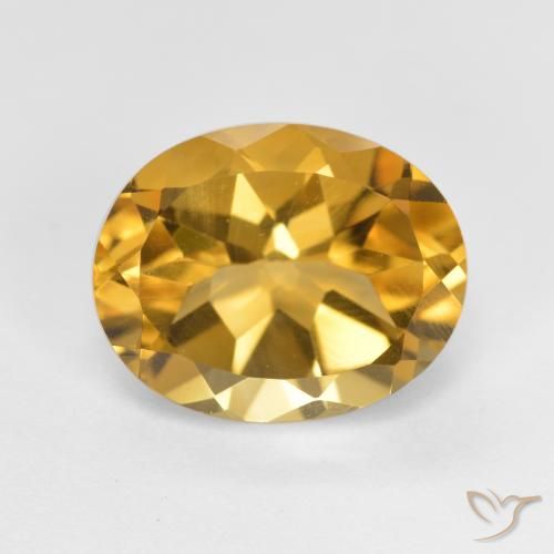 3.91ct 天然 濃いゴールド シトリン, 楕円形, VVS