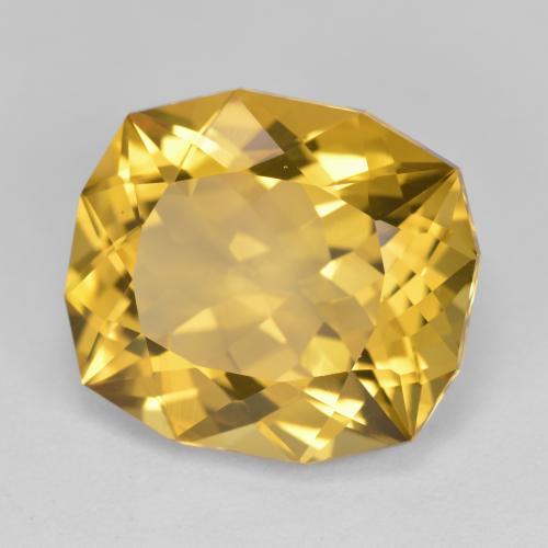 12.87カラットの天然ミディアムゴールデンシトリン（16.4×14.5 mm・ファンシーシェイプ）