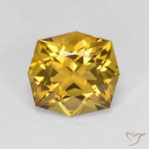3.20ct 天然 ミディアムゴールデン シトリン, エメラルドカット, VVS