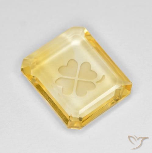 3.25ct 天然 ミディアムゴールド シトリン, エメラルドカット, 透明